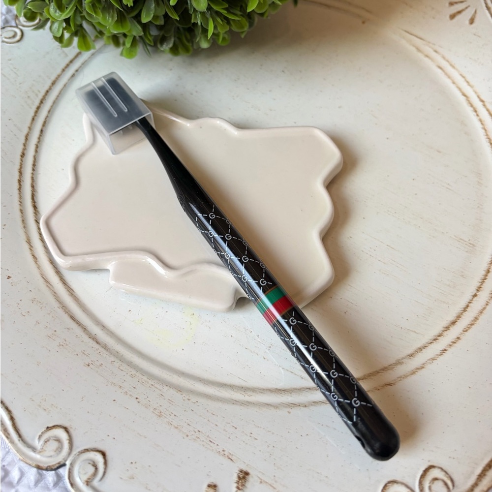 Fancy novelty Black Toothbrush with Patterned Handle